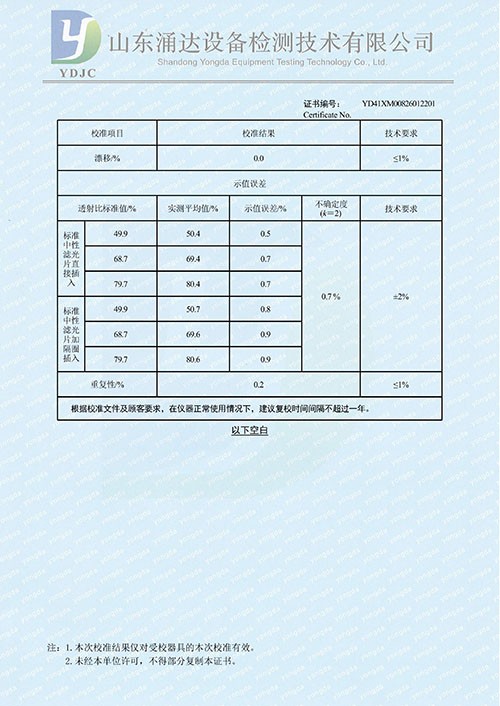 透光率计证书